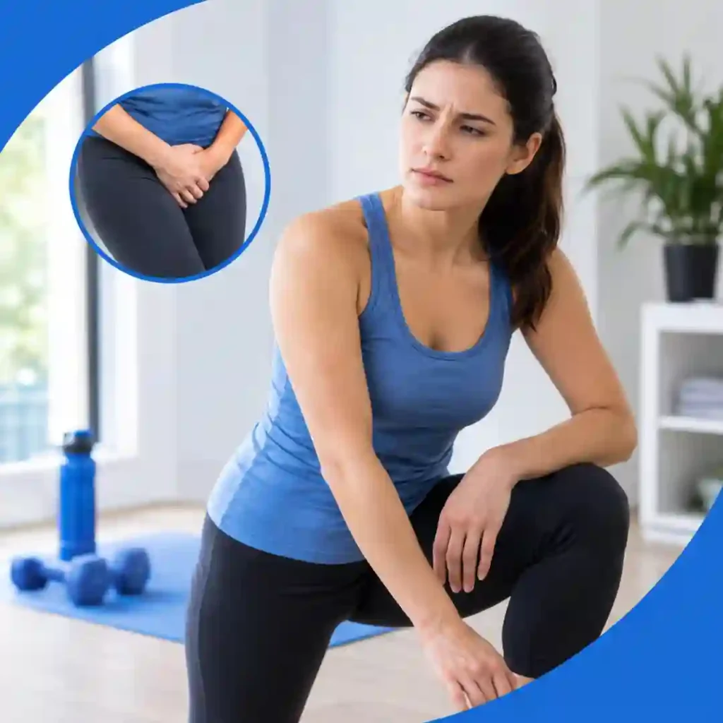 Pelvic-floor exercise Manchester guidance for urinary leakage, focusing on correct muscle technique, relaxed breathing, muscle relaxation and seeking professional advice if symptoms worsen.